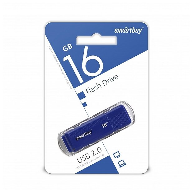 Изображение USB flash SmartBuy Dock,(USB 2.0/16 Гб)-синий (SB16GBDK-B)