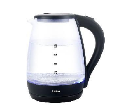 Изображение Электрический чайник Lira LR 0105 NEW (1800 Вт/1,8 л /стекло, пластик/прозрачный, черный)