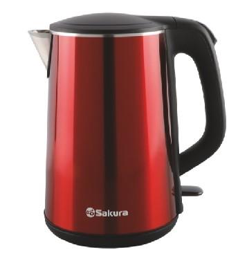 Изображение Электрический чайник Sakura SA-2156MR (1800 Вт/1,8 л /сталь/красный, черный)