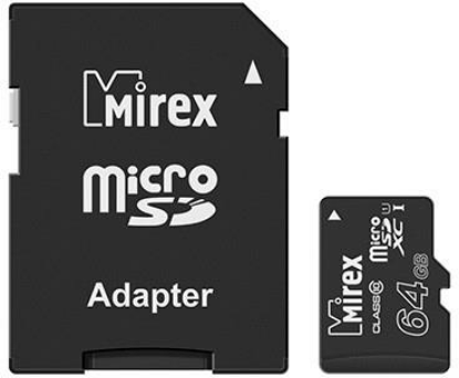 Изображение Карта памяти Mirex MicroSDXC Class 10 64 Гб адаптер на SD 13613-AD10SD64