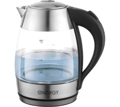 Изображение Электрический чайник Energy E-255 (2200 Вт/1,8 л /стекло, металл, пластик/черный, серебристый)