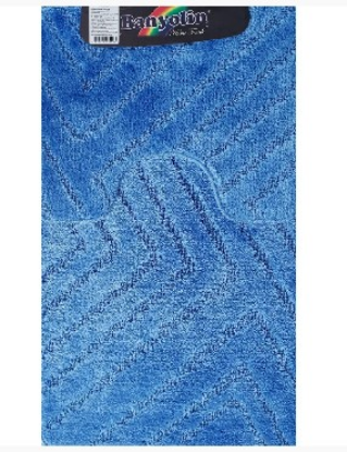 Изображение САНАКС 00289 CLASSIC UNI ПОЛОСКИ Коврик в ванную двойной СИНИЙ 55х90+45х55 см 100% полиэстер