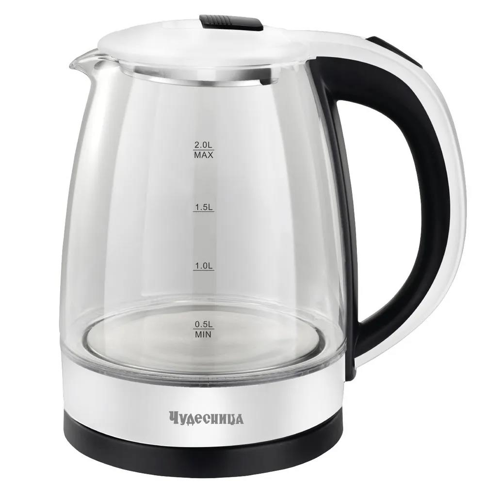 Изображение Электрический чайник Чудесница ЭЧ-2039 (1500 Вт/1,8 л /стекло, пластик/прозрачный, белый, черный)