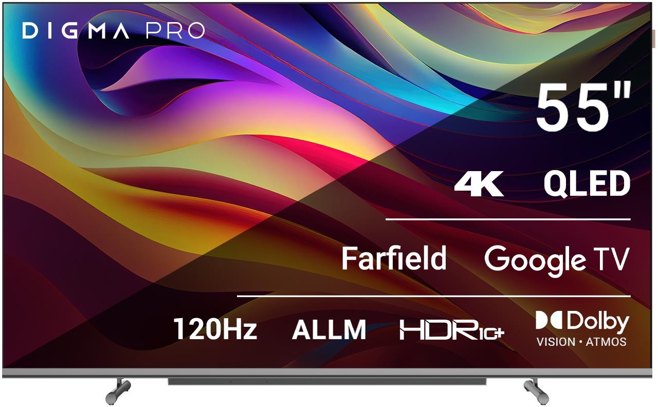 Изображение Телевизор Digma PRO QLED 55 55" HDR, 4K Ultra HD Smart TV черный