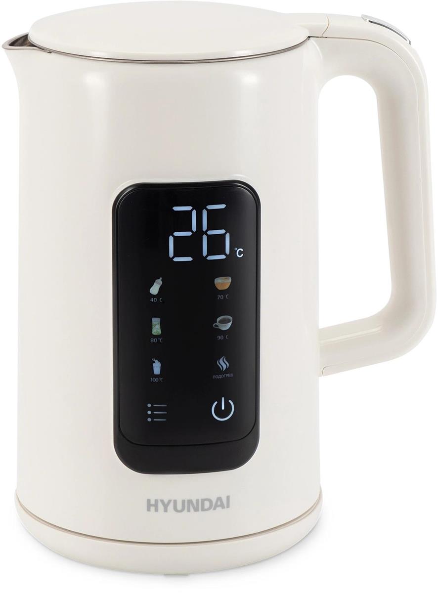 Изображение Электрический чайник Hyundai HYK-S4606 (2200 Вт/1,7 л /металл/кремовый)