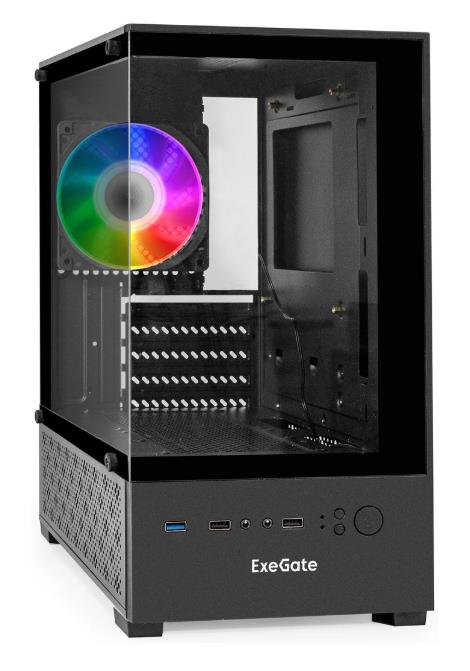 Изображение Корпус ExeGate i3 SEA 400W Black (mATX, Mini-ITX, черный, 400 Вт)/(298749)