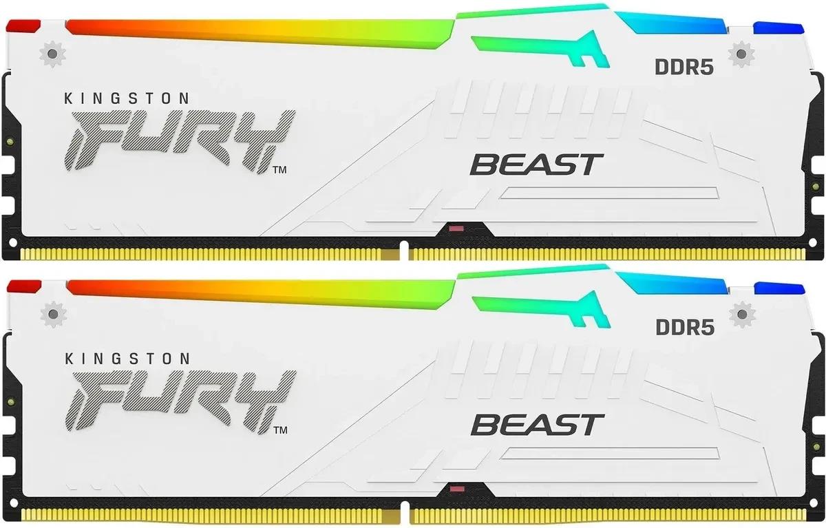 Изображение Оперативная память 2x16 GB DDR5 Kingston Fury Beast White RGB (48000 Мб/с, 6000 МГц, CL30)