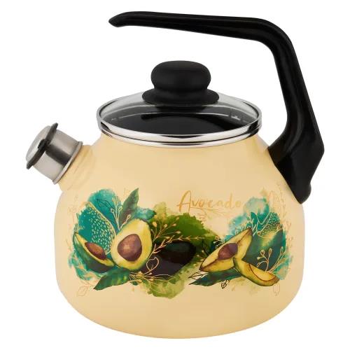 Изображение Чайник Appetite С2717.3П*123 Avocado эмал (3, л л /бежевый, рисунок)