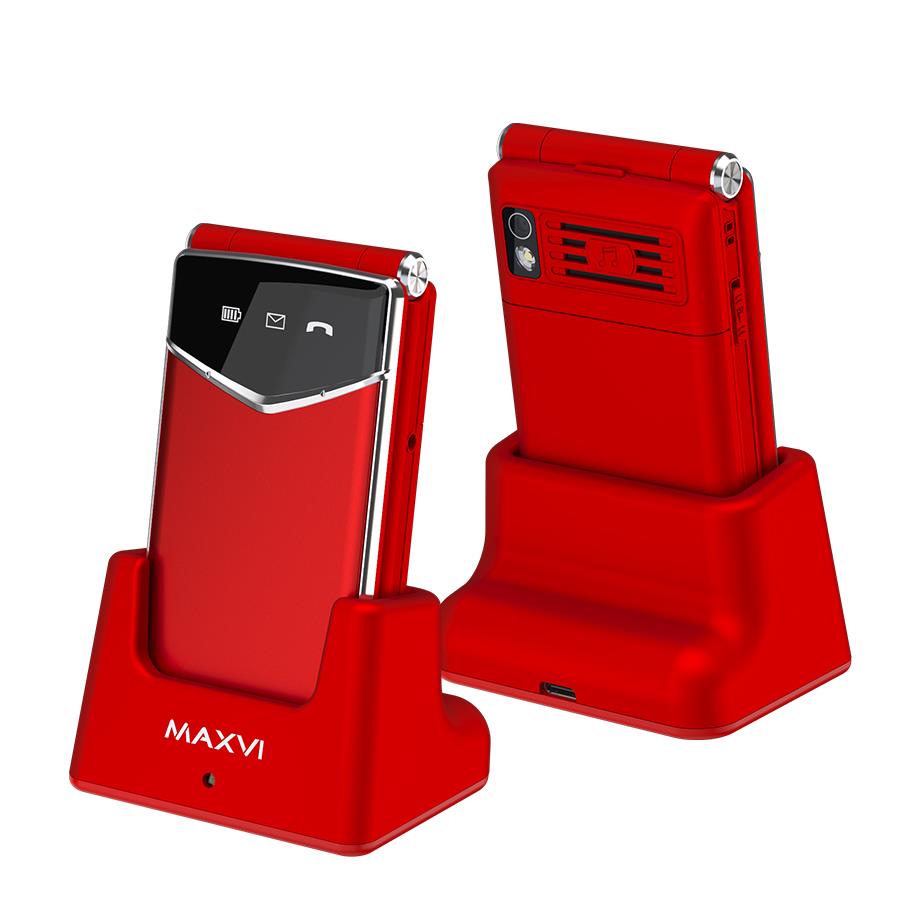 Изображение Мобильный телефон MAXVI E11ds,красный, серебристый