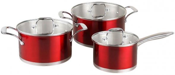 Изображение Набор кастрюль и ковш Pomi d'Oro PSS-640027 Prezioso 20см, 24см и соусник 16см с крышками ()