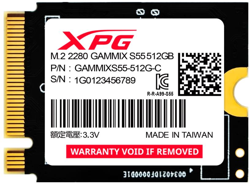 Изображение SSD диск ADATA XPG Gammix S55 512 Гб 2230 (SGAMMIXS55-512G-C)
