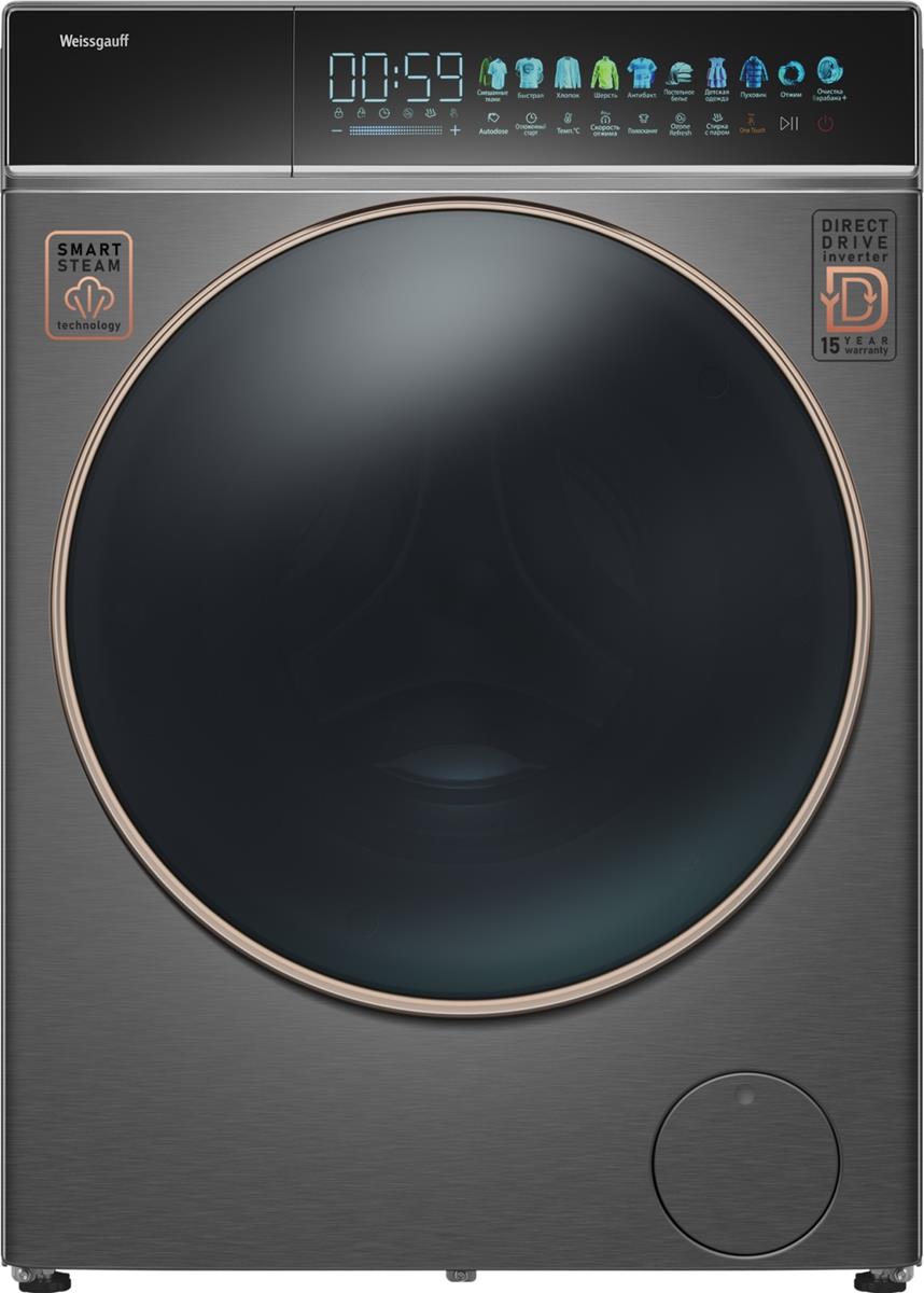 Изображение Стиральная машина Weissgauff WM 58411 Direct Drive Inverter Premium Steam, серый (фронтальная, 11 кг, 1400 об/мин )