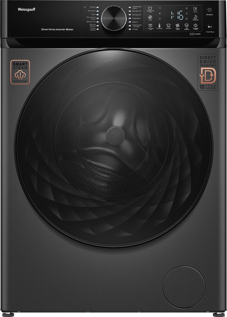 Изображение Стиральная машина Weissgauff WM 59411 Direct Drive Inverter Steam, темно-серый (фронтальная, 11 кг, 1400 об/мин )