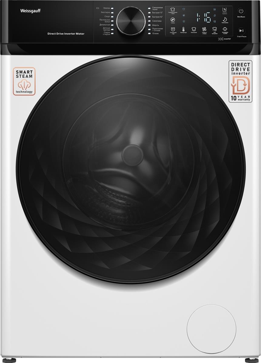 Изображение Стиральная машина Weissgauff WM 59411 Direct Drive Inverter Steam, белый (фронтальная, 11 кг, 1400 об/мин )