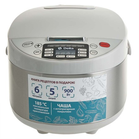 Изображение Мультиварка DELTA DL-6529 (900 Вт/5 л /белый, стальной)