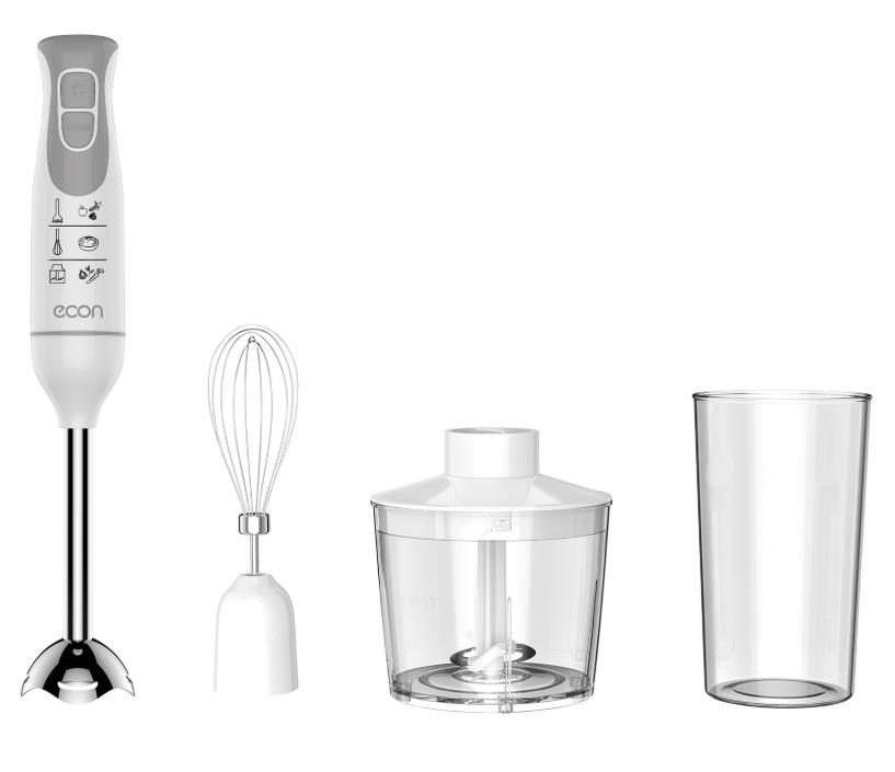Изображение Блендер ECON ECO-405HB (погружной/1400 Вт/серый, белый)