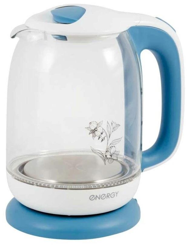 Изображение Электрический чайник Energy E-281 (2200 Вт/1,7 л /стекло, пластик/голубой, белый)