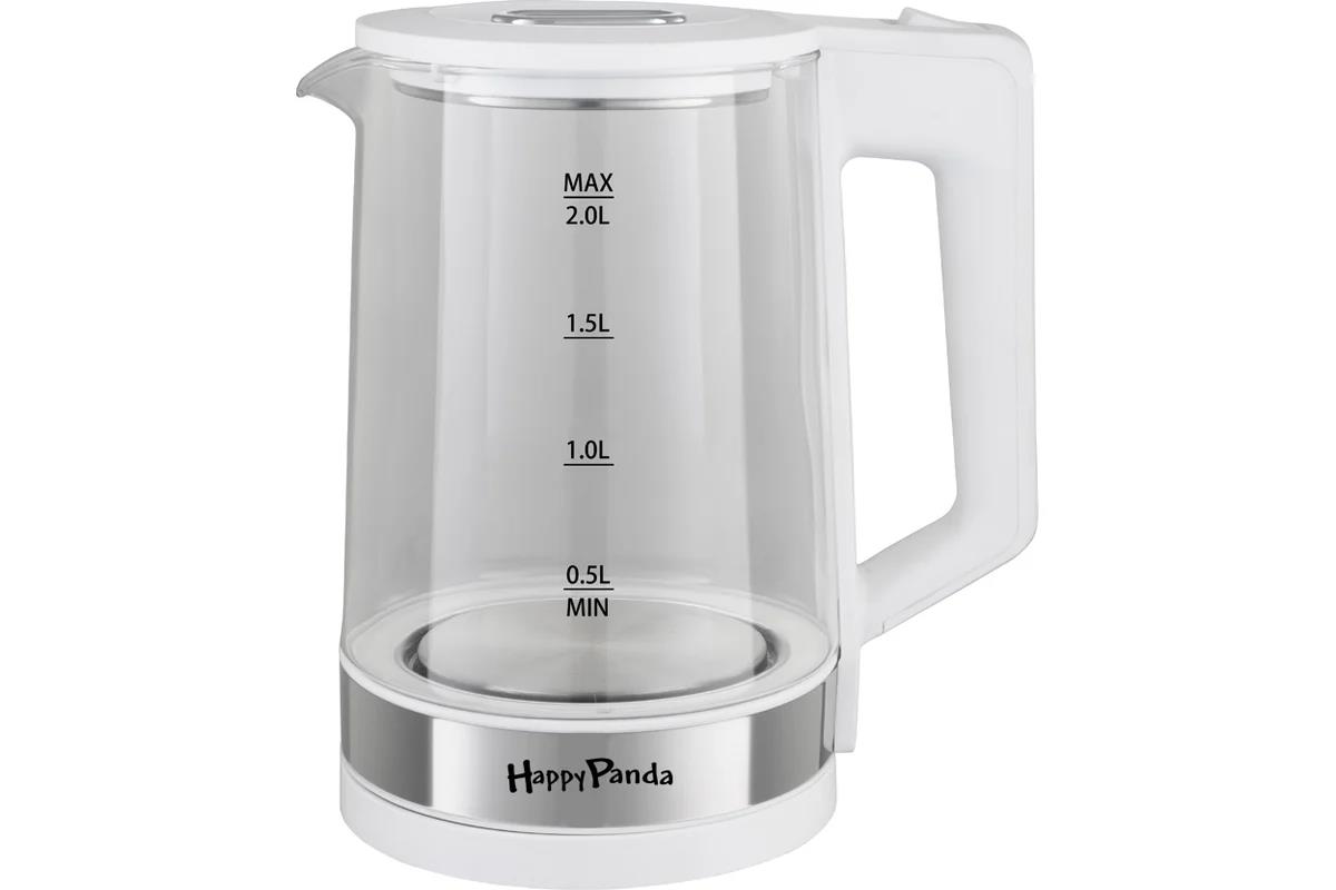 Изображение Электрический чайник HAPPY PANDA HP-2700W (1800 Вт/2 л /стекло, пластик/прозрачный, белый)