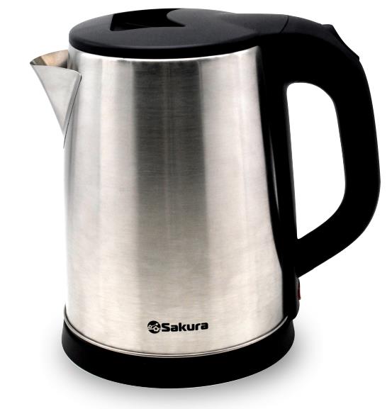 Изображение Электрический чайник Sakura SA-2149 (1800 Вт/2 л /пластик, нержавеющая сталь/черный, серебристый, матовый)