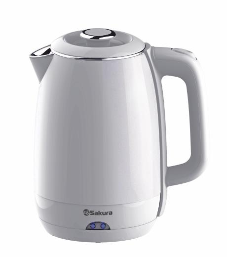 Изображение Электрический чайник Sakura SA-2180W  (1800 Вт/1,8 л /пластик, нержавеющая сталь/белый)