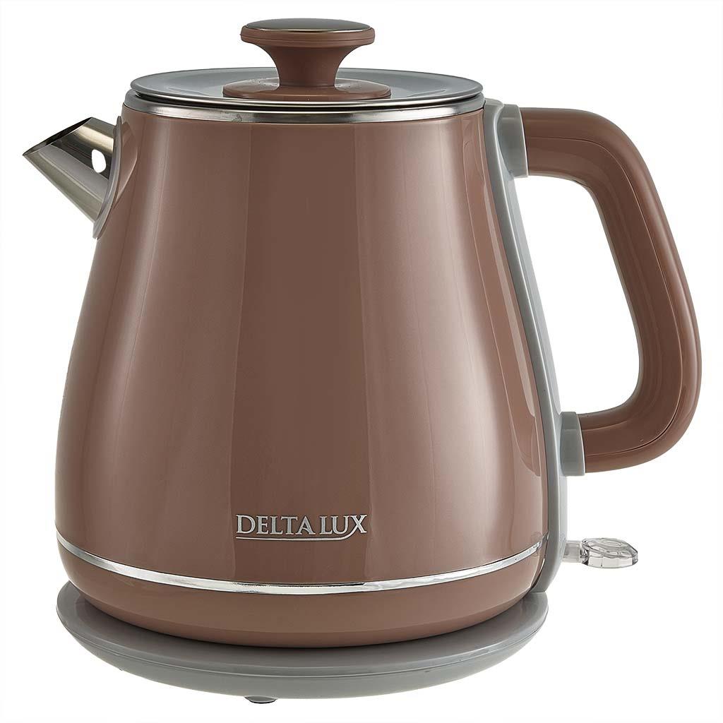 Изображение Электрический чайник DELTA LUX DE-1019 (2200 Вт/1,8 л /пластик, нержавеющая сталь/коричневый)