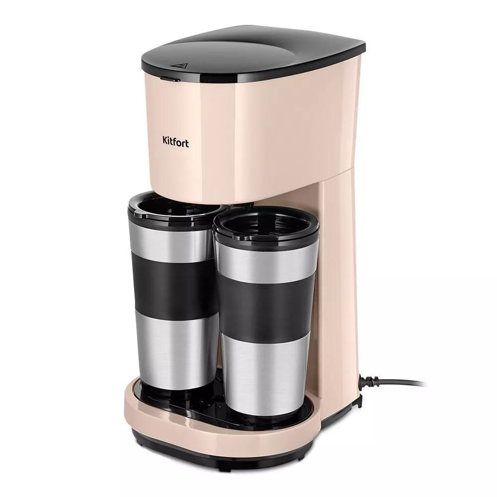 Изображение Кофеварка Kitfort КТ-7303 бежевый/черный (капельная/0,45 л /800 Вт )