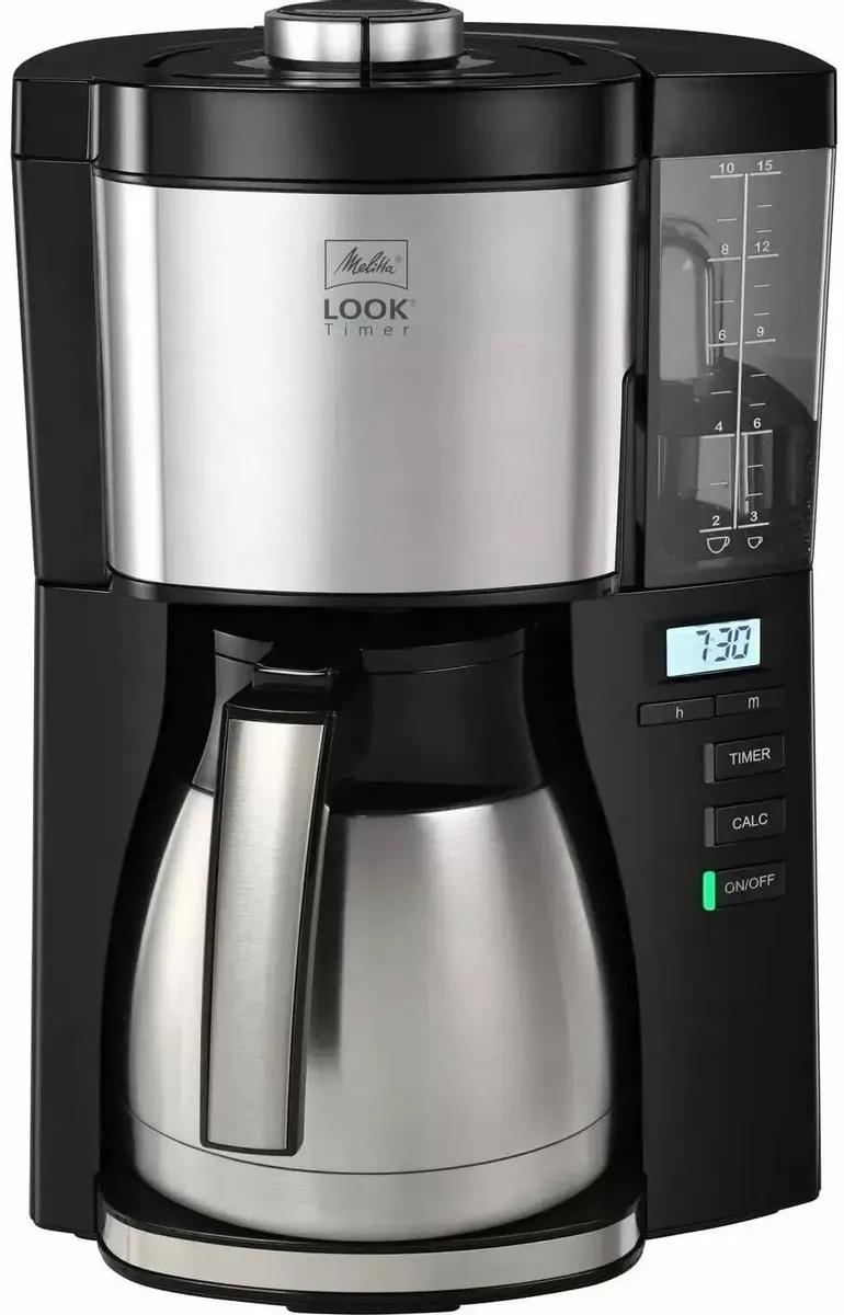 Изображение Кофеварка Melitta  Look V Therm Timer Black Filter черный/нержавеющая сталь (капельная/1,25 л /1000 Вт )