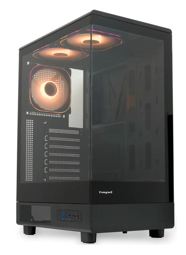 Изображение Корпус HSPD F510-TGBK-ARGB Black (mATX, ATX, Mini-ITX, черный, без БП)/(F510-TGBK-ARGB)