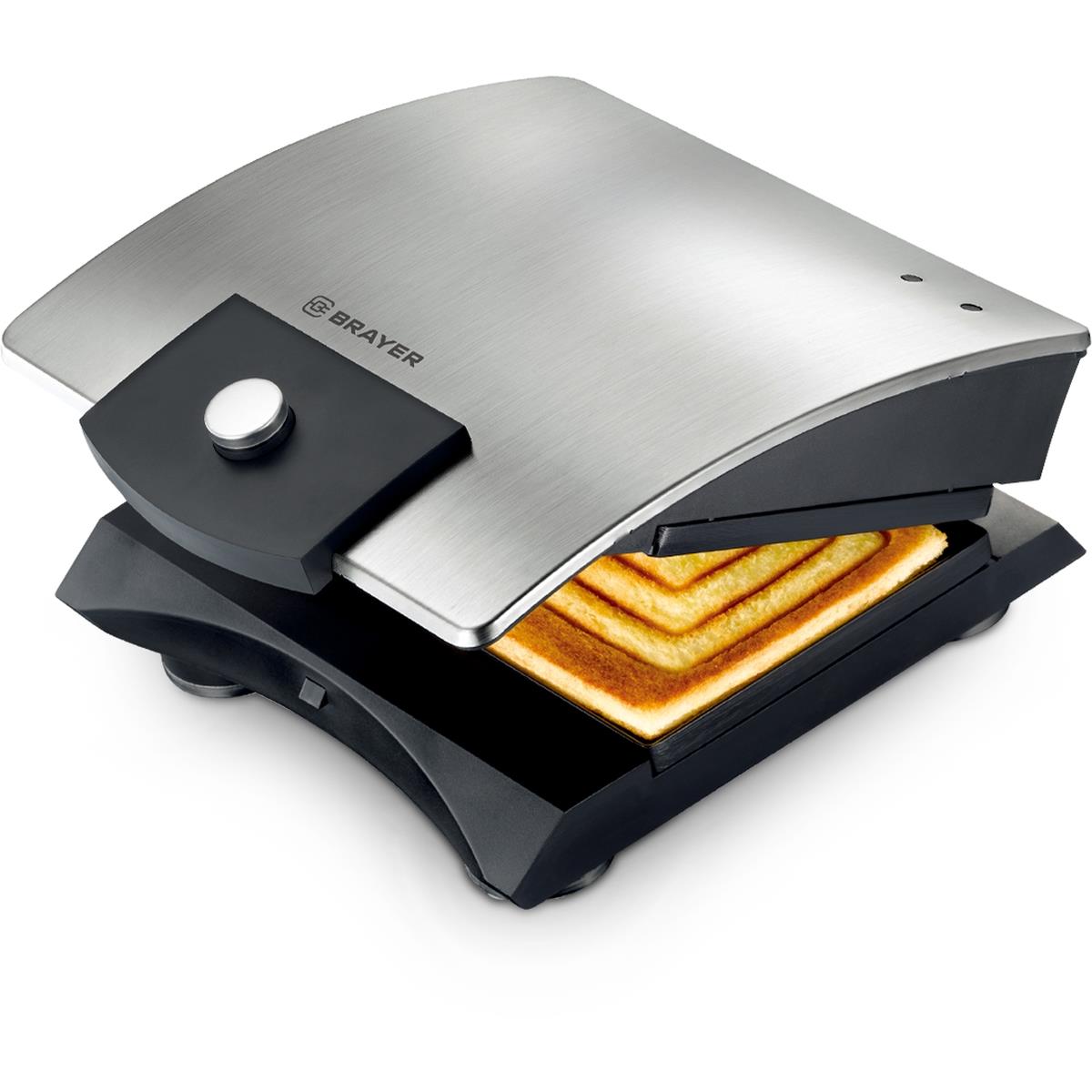 Изображение Сэндвичница Brayer BR2204 (750 Вт /2 порции/серебристый, черный)