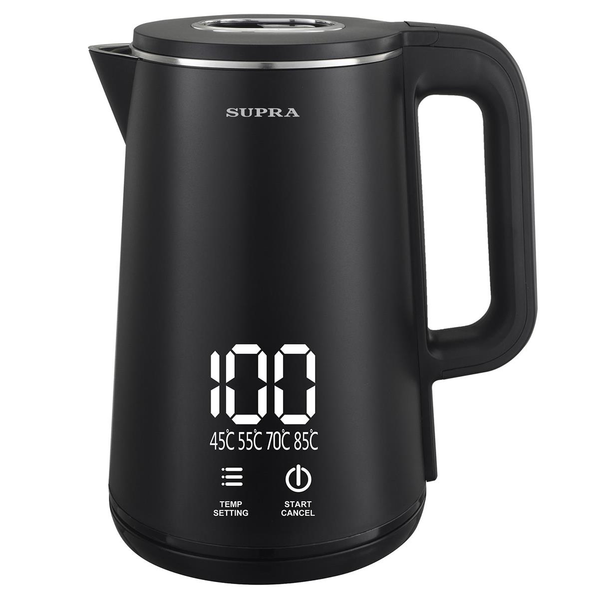 Изображение Электрический чайник Supra KES-1888DP (2200 Вт/2 л /пластик, нержавеющая сталь/черный)