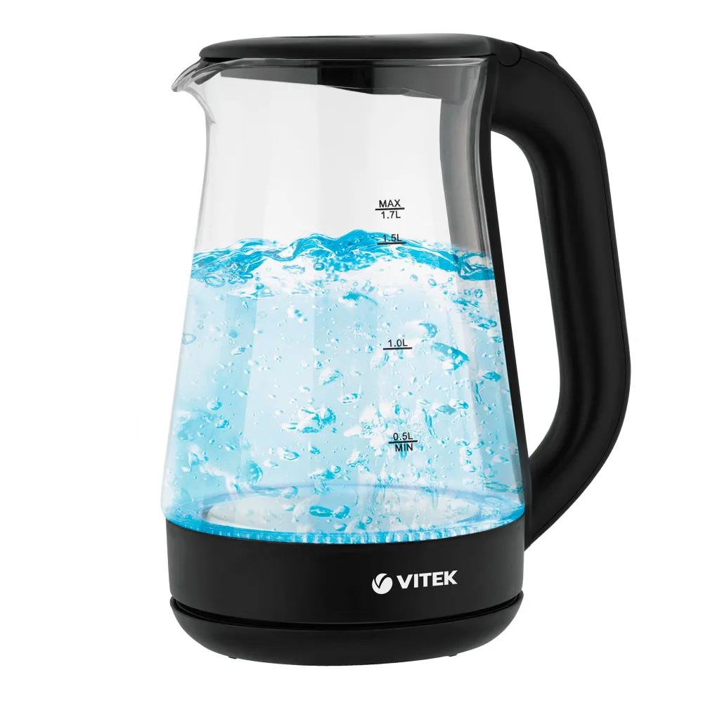 Изображение Электрический чайник VITEK VT-8803 (1,7л. стекло) (2200 Вт/1,7 л /стекло/прозрачный, черный)