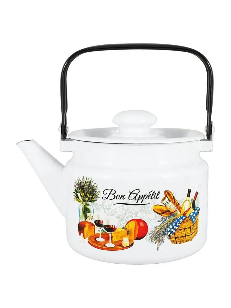 Изображение Чайник ЛЫСЬВА 27104П2 Пикник эмал 2,0л (2, л л /рисунок, белый)