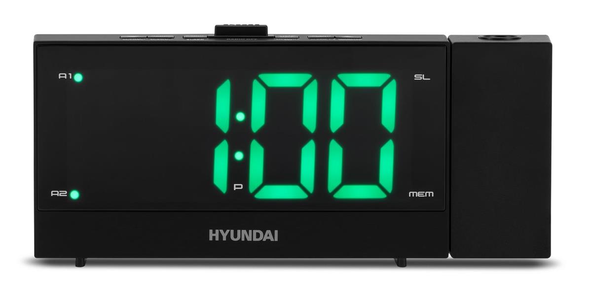 Изображение Радиоприемник Hyundai H-RCL243 LCD проек.изоб. подсв:зеленая часы:цифровые FM черный