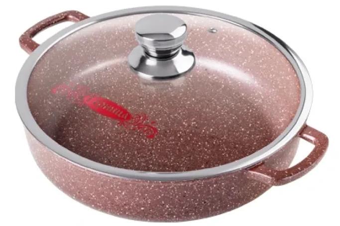 Изображение Жаровня Горница Ж2832аш а/пр литая 28/7см стекл/кр Шоколад алюминий