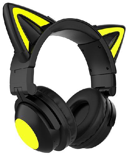 Изображение Bluetooth-гарнитура/наушники Qumo Party Cat mini ВТ 0052 c подсветкой (черный, желтый)