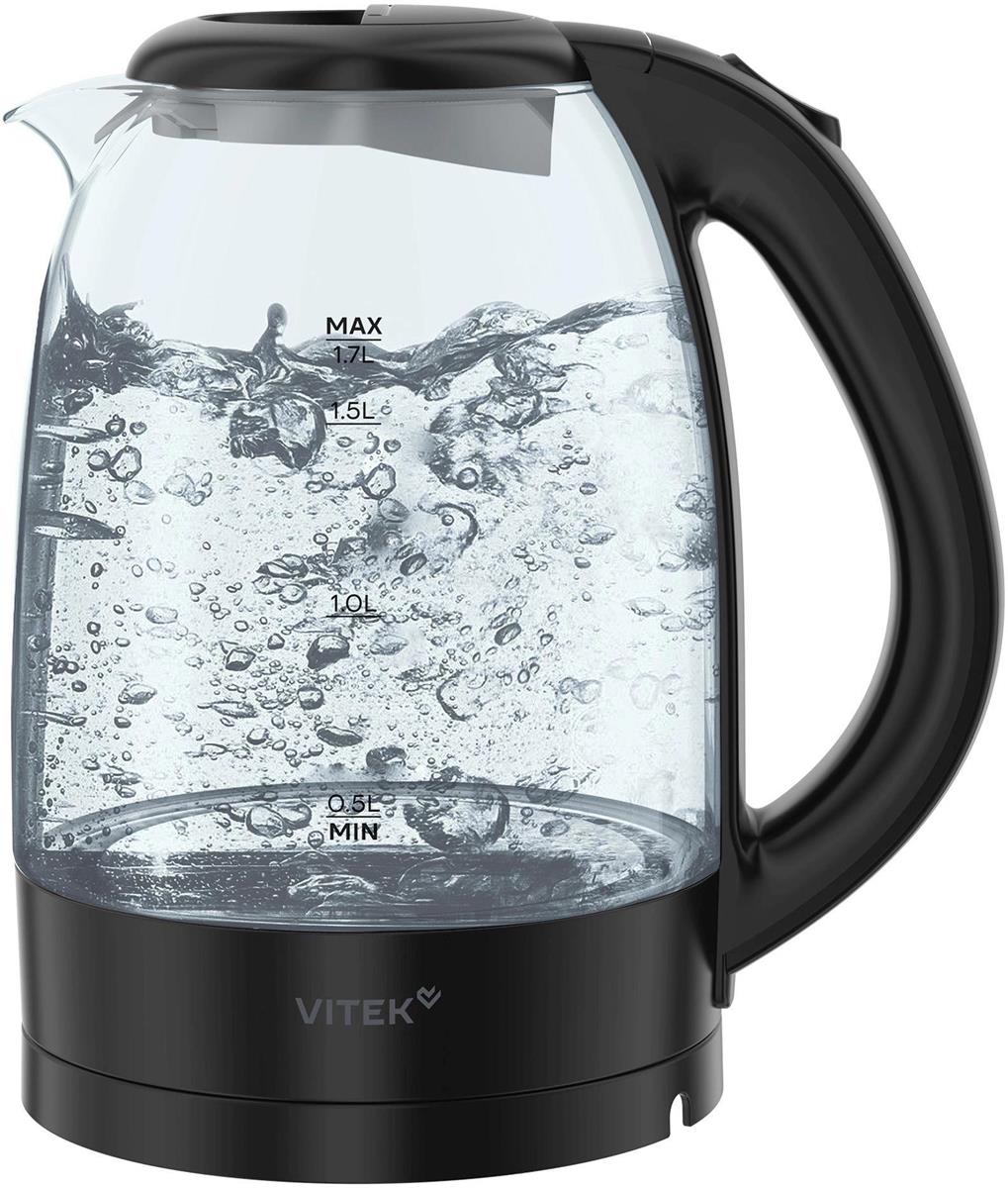 Изображение Электрический чайник VITEK VT-WK1012 (2200 Вт/1,7 л /стекло/прозрачный, черный)