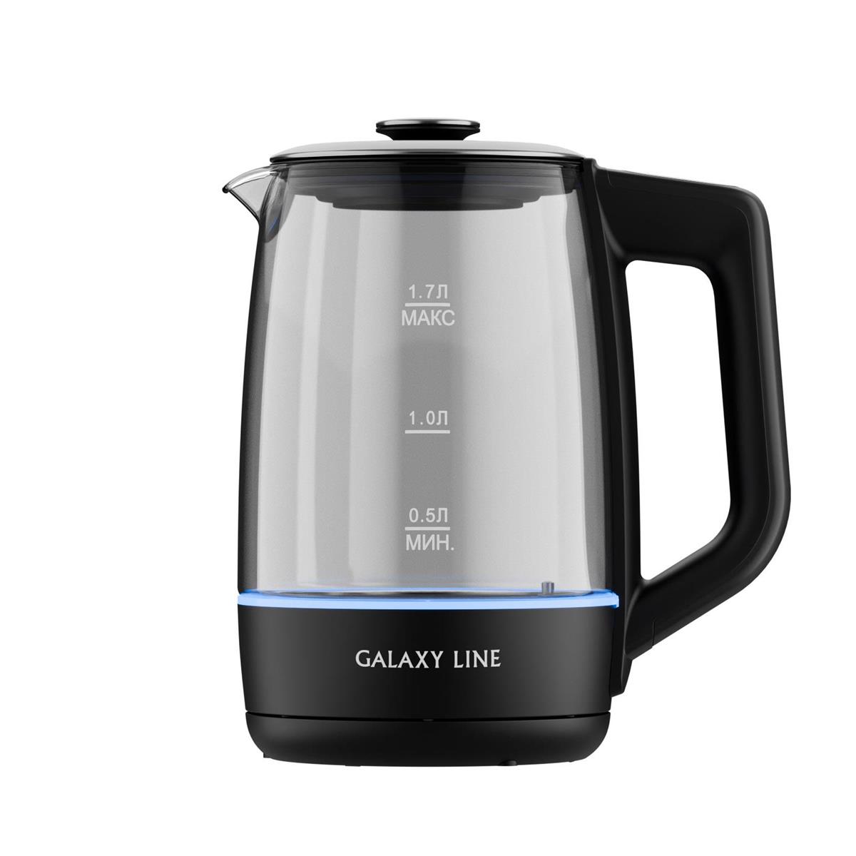 Изображение Электрический чайник Galaxy GL 0567 (2200 Вт/1,7 л /стекло/прозрачный, черный)