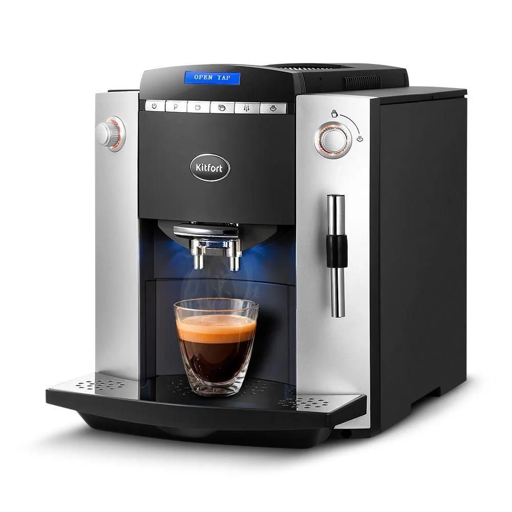 Изображение Кофемашина Kitfort КТ-7320 (1400 Вт /15 бар/серебристый, черный)