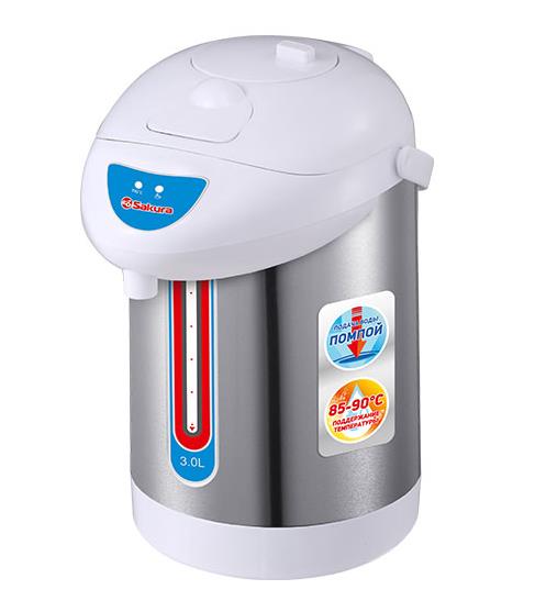 Изображение Термопот Sakura SA-352WS  (3 л /750 Вт /белый, металлик)