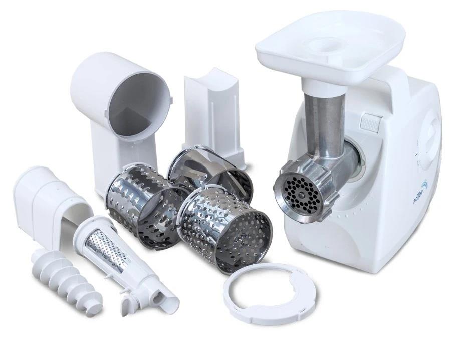 Изображение Мясорубка Ротор Люкс ЭМШ 35/300-3, 1500 Вт, 0.6 кг/мин, реверс, насадки - 4 (1500 Вт /0,6 кг/мин/белый)