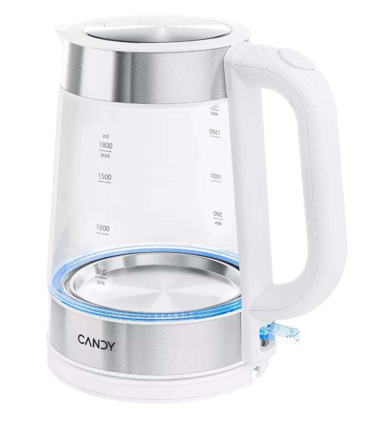 Изображение Электрический чайник Candy CK-301  (2200 Вт/1,8 л /стекло, пластик/прозрачный, белый, серебристый)