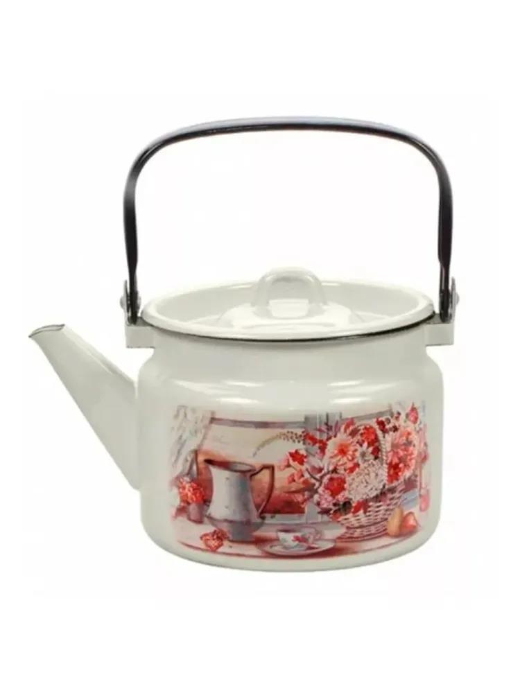 Изображение Чайник ЛЫСЬВА 27104П2 Летний этюд эмал  (2, л л /белый)
