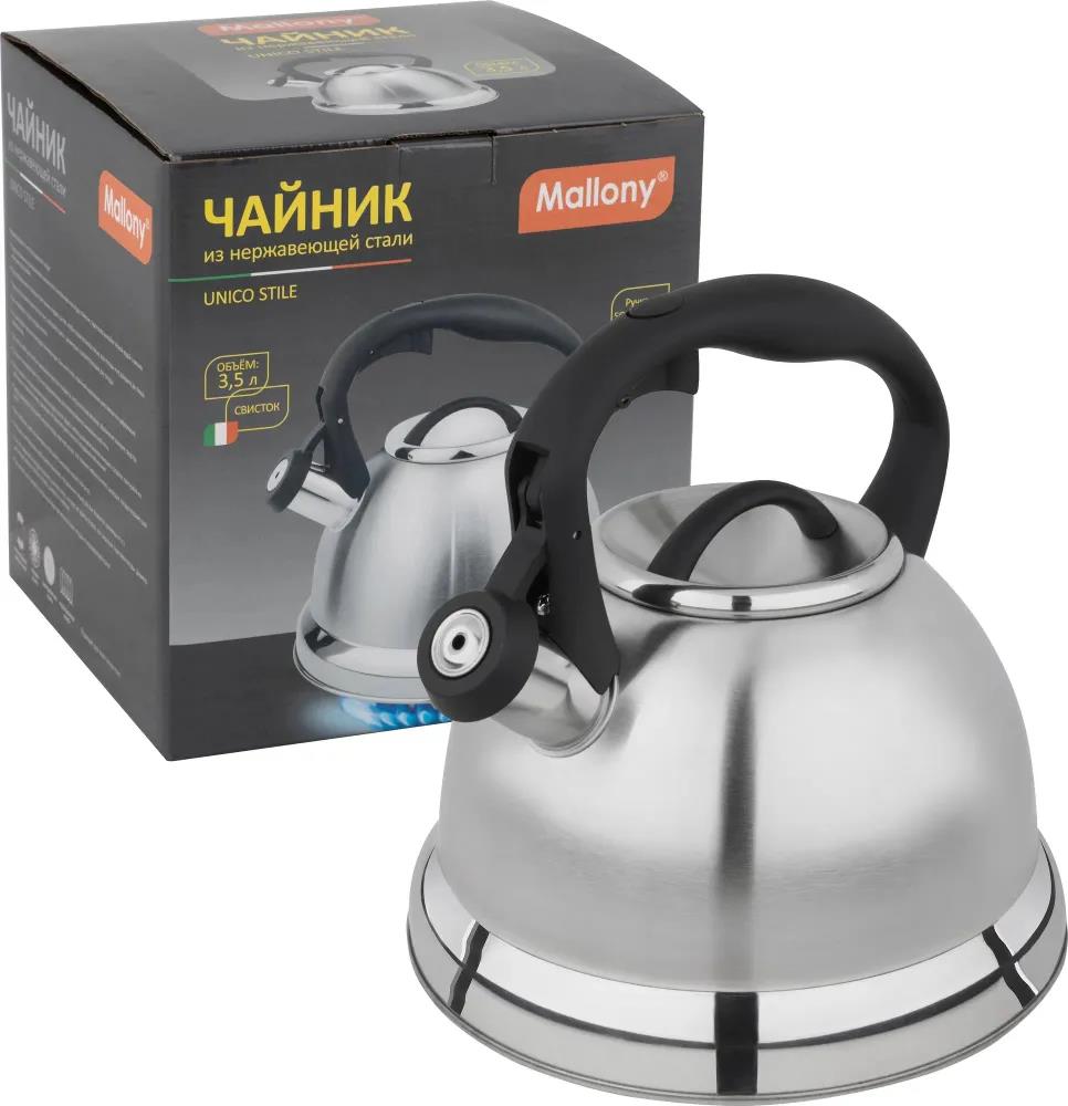 Изображение Чайник Mallony UNICO STILE, смешанная полировка, ручка с soft-touch (985621) (3,5, л л /серебристый)