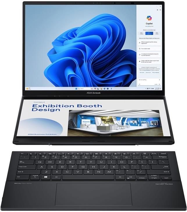 Изображение Ноутбук Asus Zenbook Duo 2025 UX8406CA-QL345X (Intel 255H 2000 МГц/ SSD 1024 ГБ  /RAM 32 ГБ/ 14" 2880x1800/VGA встроенная/ Windows 11 Pro) (90NB14X1-M00M30)