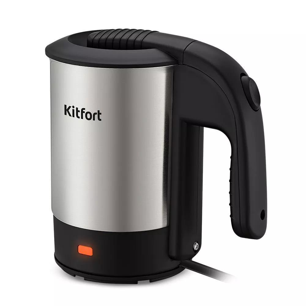 Изображение Электрический чайник Kitfort КТ-6190 (1000 Вт/0,5 л /пластик, нержавеющая сталь/сталь, черный)
