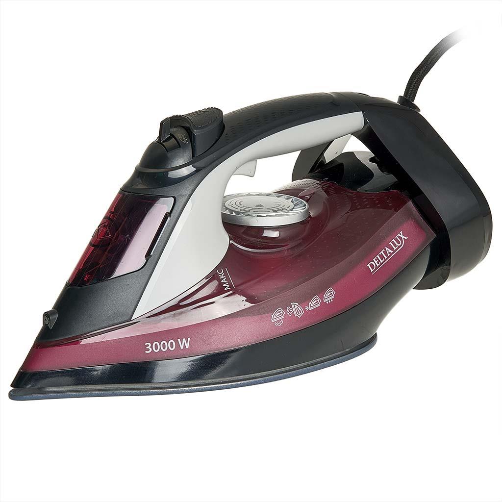 Изображение Утюг DELTA LUX DE-3009 Black/bordo (3000 Вт/черный, бордовый)