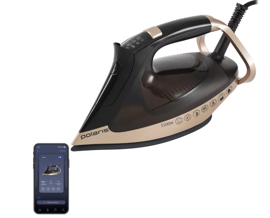 Изображение Утюг Polaris PIR-3225 AK WIFI IQ HOME (3200 Вт/золотистый, черный)